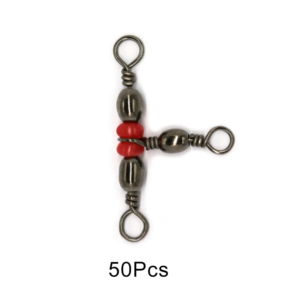 

50Pcs/lot Ring Fishing Connector Tackle Accessory Equipment Fishing Rolling Triple Swivels Bearing Stainless Steel Connector#926