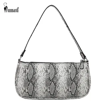 

FUNMARDI Crocodile Handbags Serpentine Women Bags Vintage Alligator Pattern Shoulder Bag 2019 New PU Leather Brand Bag WLHB2049
