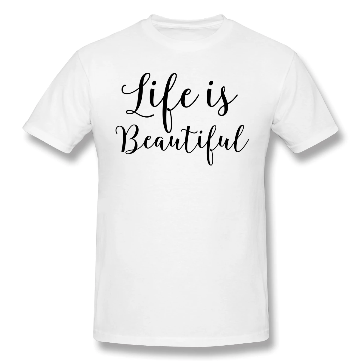 

Life Is Beautiful print casual mens o-neck tee shirt homme and fashion 100% Cotton Hip Hop Streetwaear T-Shirt