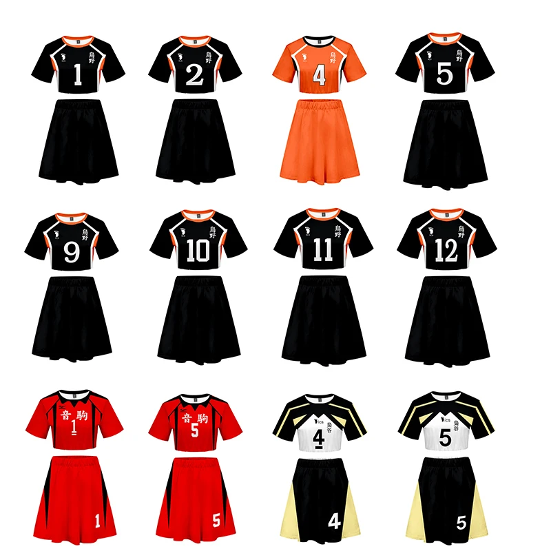 Аниме Haikyuu Cosplay костюм Короткая юбка для чирлидинга женские летние костюмы