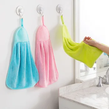 

Hanging Coral Velvet Hand Towel Top Grade Strong Water-Absorbing Not Shed Cleaning cloth Kitchen Children Hand Towel