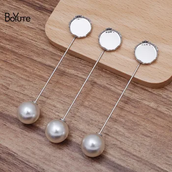 

BoYuTe (20 Pieces/Lot) Fit 15MM Cabochon Blank Lapel Pin Base with Pearl Stopper Diy Handmade Brooch Pins Jewelry Accessories