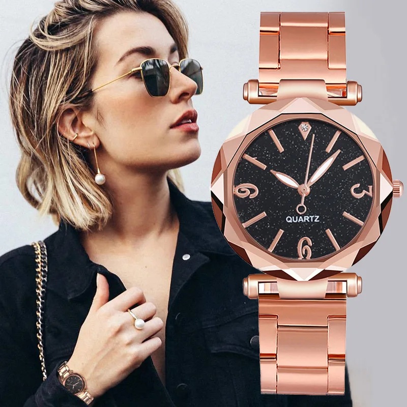 

Trendy Watches Women Ladies Diamond Fashion Rose Gold Steel Quartz Watch For Woman Female Clocks Montre Femme Relogios Femininos