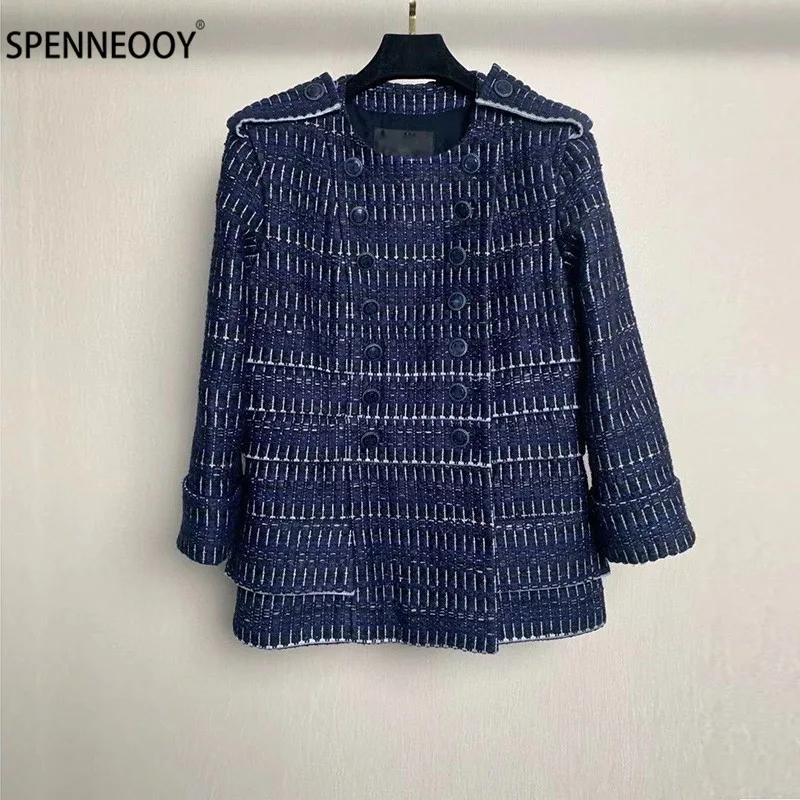 

SPENNYMOOR Designer Brand Autumn Winter Tweed Overcoat Outwear Women Custom Double Breasted Office Lady Jackets Coat
