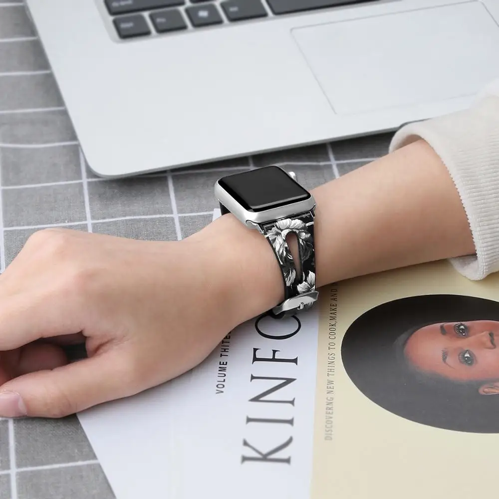 Ремешок кожаный для Apple Watch Band 38 мм 44 40 42 сменный браслет Iwatch 83008|Ремешки часов| |