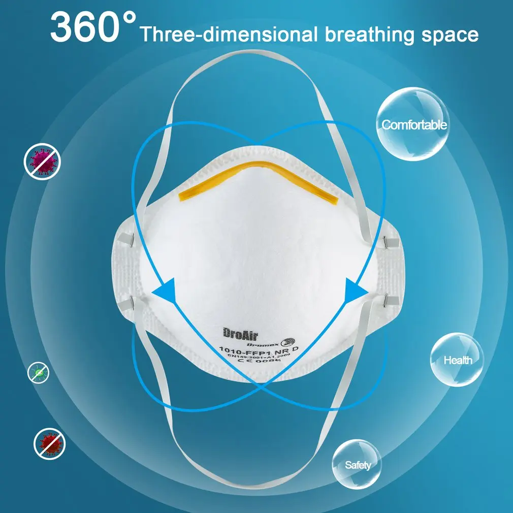 

12/20/60 psc Anti-Fog Headband Round Safety KN95 Masks Anti Dust Masks Dustproof Facial Protective Cover Masks FFP1