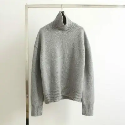 Light gray BARESKIY Ms. XL базовый кашемировый вязаный свитер с высоким воротом женский однотонный шерстяной пуловер с воротником-хомутом теплый Новинка - Цвет: Light gray