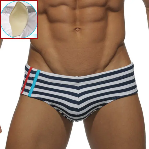 Striped Men's Frontal Swim Briefs Sexy Push Up Jumpsuits Men Swimsuit Camouflage Swimsuit Bikini Beach Swimsuit - Цвет: Striped