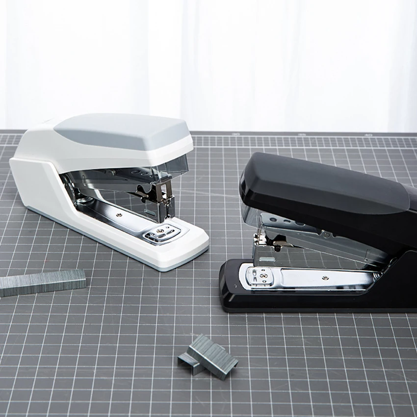 Ручной Настольный степлер, емкость 20 листов, стандартный бумажный степлер, скрепляющий степлер One Touch, офисные принадлежности-черный, белый