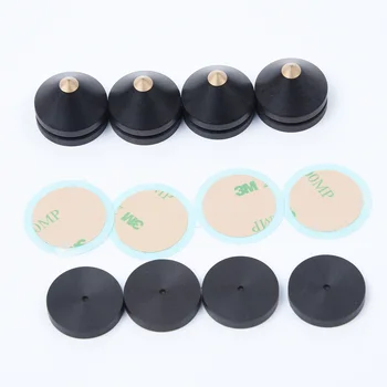 

4 Pcs 23mm Ebony Speaker Spike Isolation Woodens Copper Stand Foot Base Pads