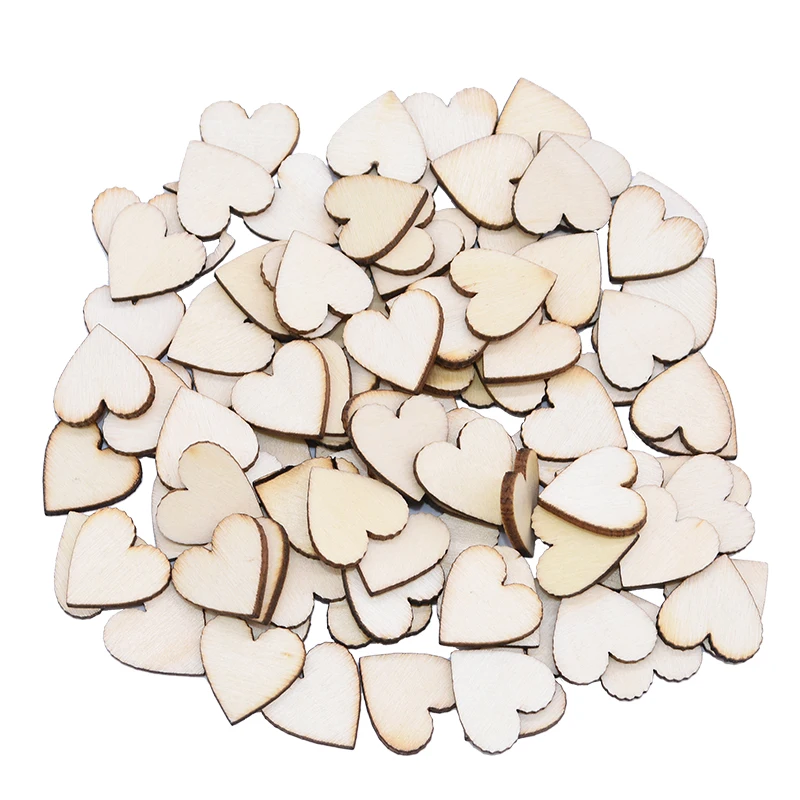 Wood Slices Heart Love Blank Unfinished Discs Natural Crafts DIY Wedding Party  Ornaments Home Room Embellishments Decoration