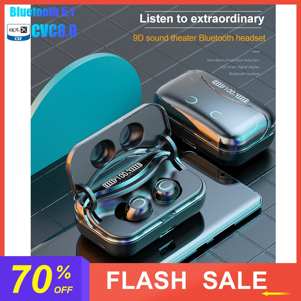 G08 TWS Bluetooth 5 1 Earphones Touch Control Wireless Headphons HiFi IPX7 Waterproof Earbuds Headset with 2500mAh Charging Box