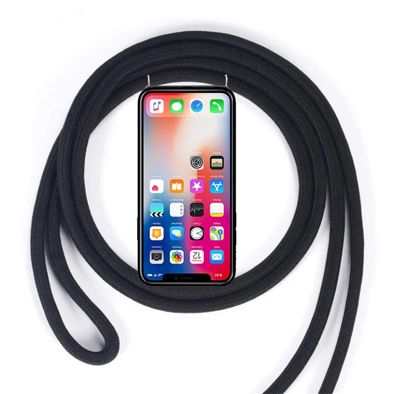 Case Lanyard Necklace Shoulder Neck Strap Rope Cord for Huawei Honor 5C No Fingerprint 7 Lite 6 Plus 8 Pro 7i Shot X GT3 Cover - Цвет: 7Black