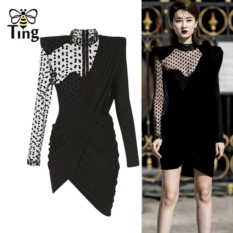 Tingfly Designer Sexy See Throught Polka Dot Mech Patchwork Party ...