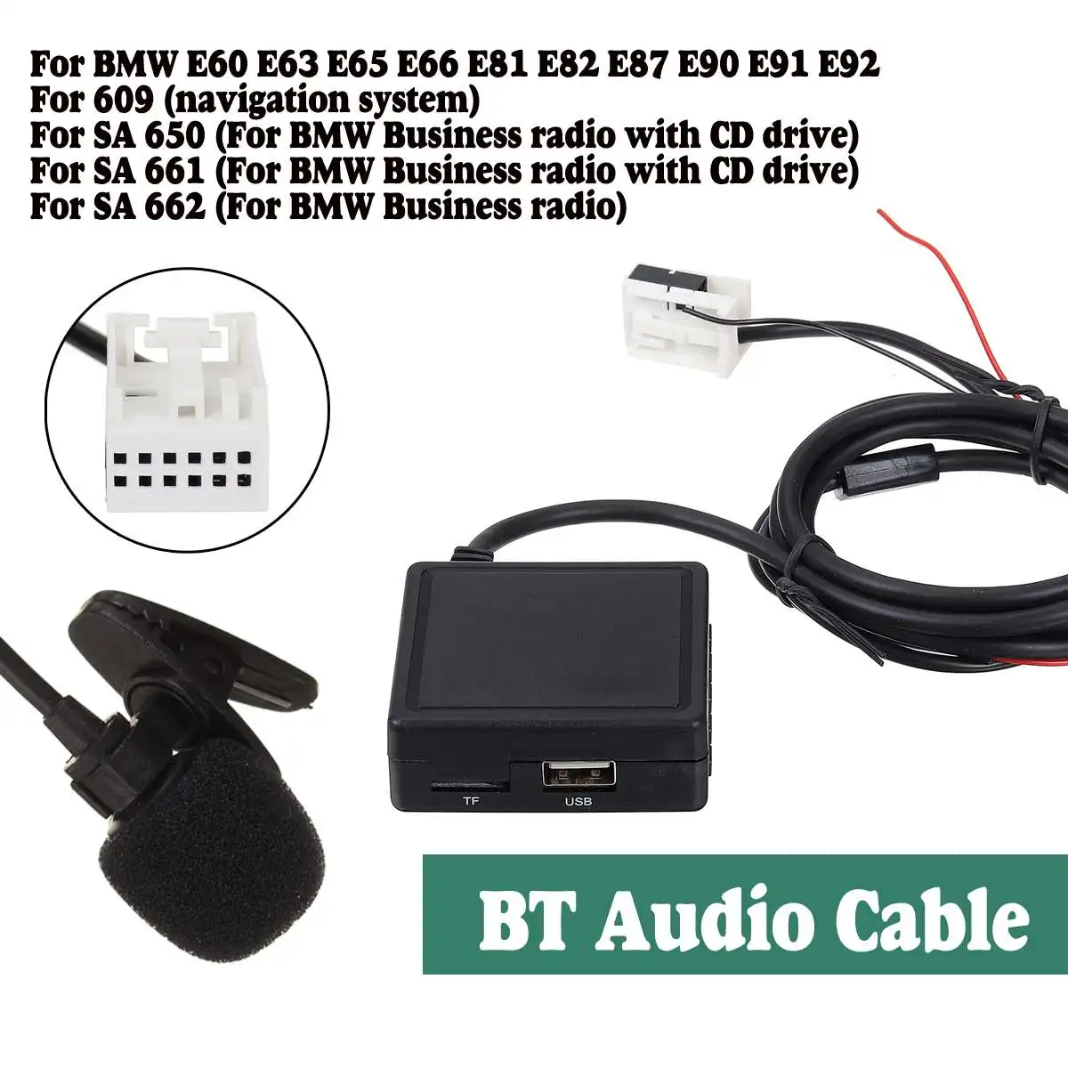 HIFI Audio SD MIC USB Audio bluetooth Receiver Cable Adaptor Radio Stereo For BMW E60 E63 E65 E66 E81 E82 E87 E90