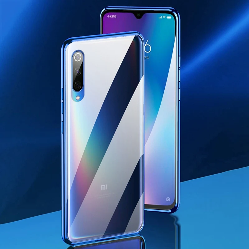 Металлический магнитный чехол для телефона для Xiaomi mi 9 SE mi 9 прозрачный CC9 A3 9 Lite 9 T красный mi K20 Note 7 8 Pro Чехол из закаленного стекла