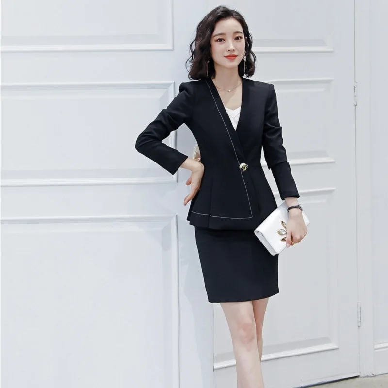 Женский красный Блейзер женские деловые костюмы комплект из 2 предметов с юбкой и