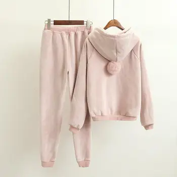

Autumn Women Set Velvet Tracksuit Women Velour 2 Piece Sets Letter Embroidery Hooded Sweatshirt Pants Suits