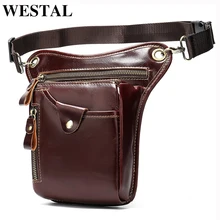 Мужская поясная сумка WESTAL, кожаная сумка для ног, Мужская поясная сумка, Мужская тактическая сумка для телефона, модная кожаная мотоциклетная сумка для мужчин