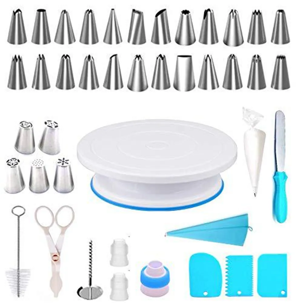 66pcs DIY Multi-function Cake Decorating Kit Cake Turntable Set Pastry Tube Fondant Tool Cake Kitchen Dessert Tools