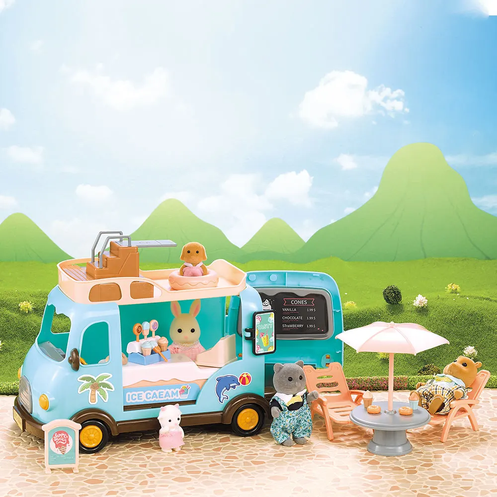School Bus Miniatures For Dollhouse Accessories Forest Animal Furniture Dolls 1/12 Miniature Food Bookshelf Doll House Girl Toys 3
