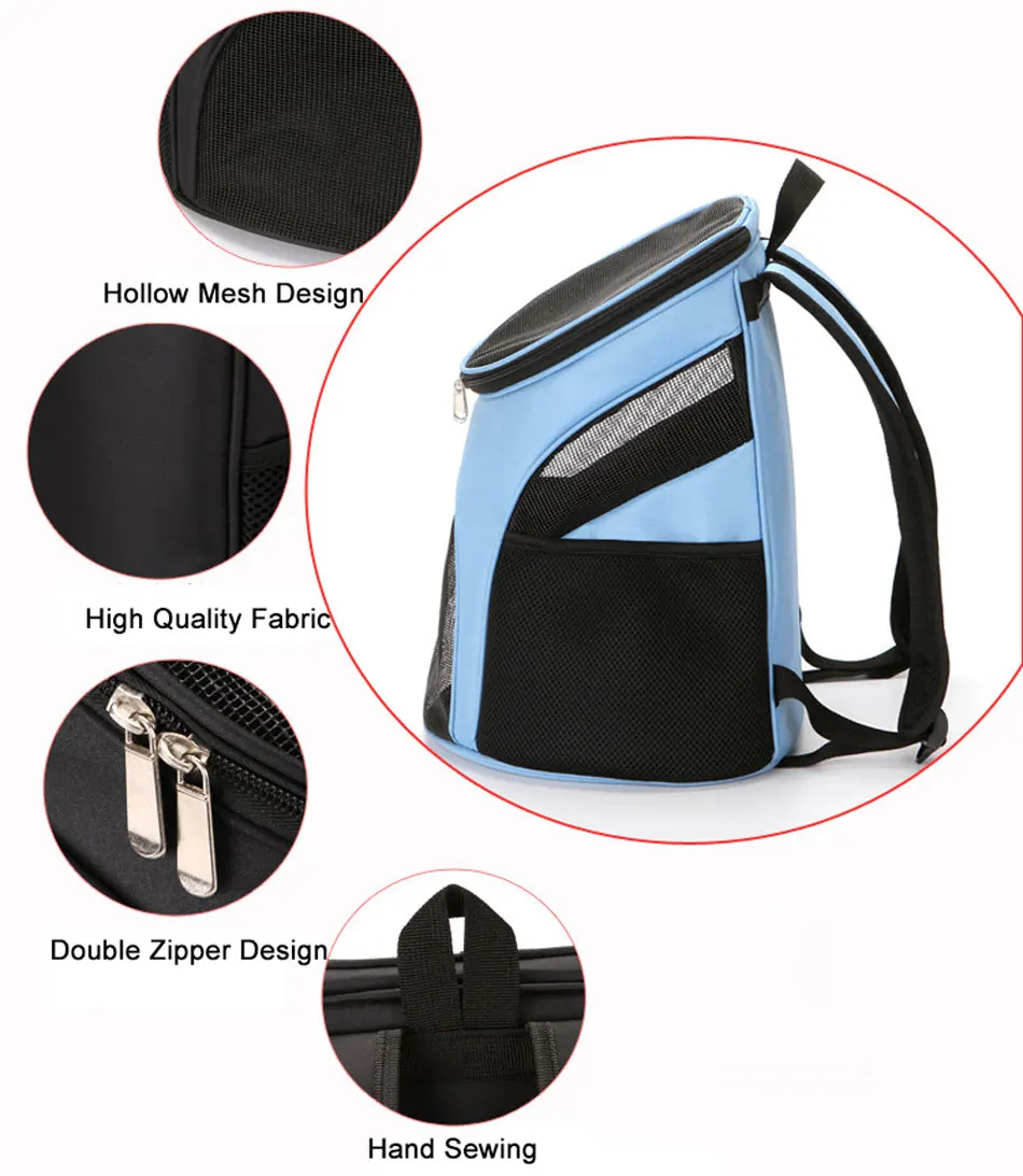 Portable Cat Carrier Dog Pet Backpack Large Space Gridding Breathable Window Travel Pet Puppy Carries Foldable Small Dog Cat Bag-55