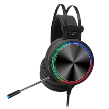 

Game Headset for PS4, PC, One Controllers with 50MM Driver, Headset with Noise Reduction Microphone and LED Light