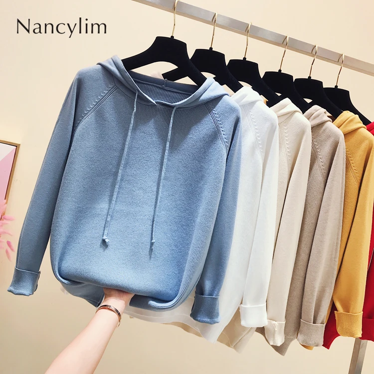

Loose Hooded Sweater Women 2019 Autumn Winter New Knitwear Pullover Students Joker Thick Pullover Sweater Femme Jacket Jumpers
