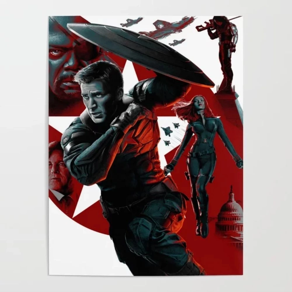 Home Decor Marvel Film Canvas Frames Wall Art Printed Captain America Modular Poster for Living Room Without Artwork Framework | Дом и сад