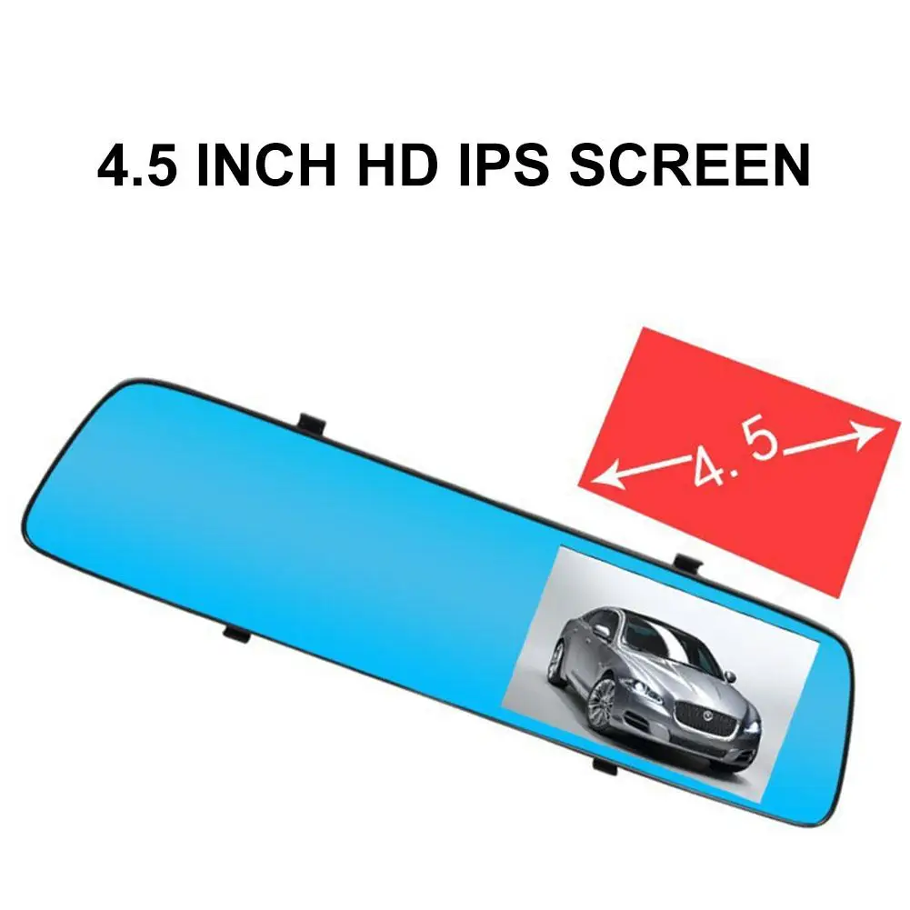 

Car Dvr Dash Dash Cam Driving Recorder 4.5" 170 Wide Angle Dual Len Rear View Mirror Camera G-Sensor Parking Mode WDR