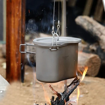 

Tiartisan Lightweight Titanium Picnic set Lunch Box Set 750ml and 380ml Capacity Thermal Lunch Box For Camping Hiking