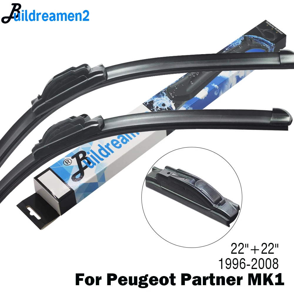 

Buildreamen2 Car Accessories Wiper Blade Front Windscreen Rubber Wiper Fit Hook Arms For Peugeot Partner MK1 1996-2008