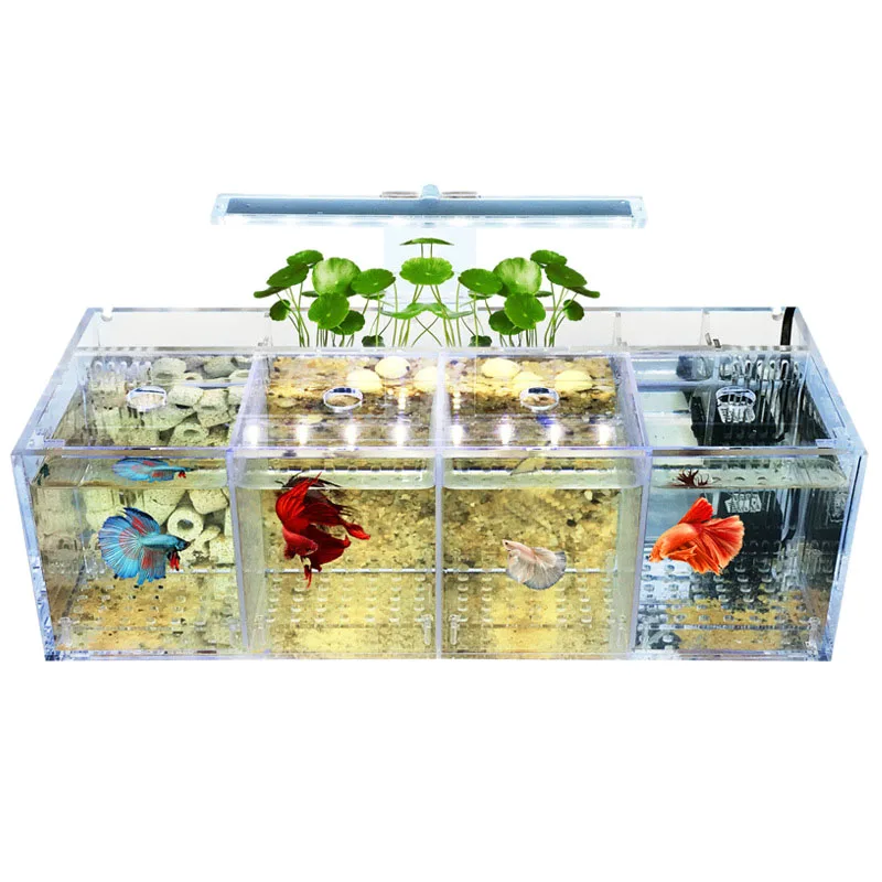 Аквариум светодиодный акриловый Betta Fish Танк набор мини настольный свет водяного насоса фильтры - Цвет: 4 Pcs Baseboard