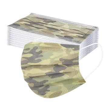 

60/70/80/90/150/200PCS children's disposable spunlace cloth dustproof breathable Camouflage printing mask Earloops Masks Masque