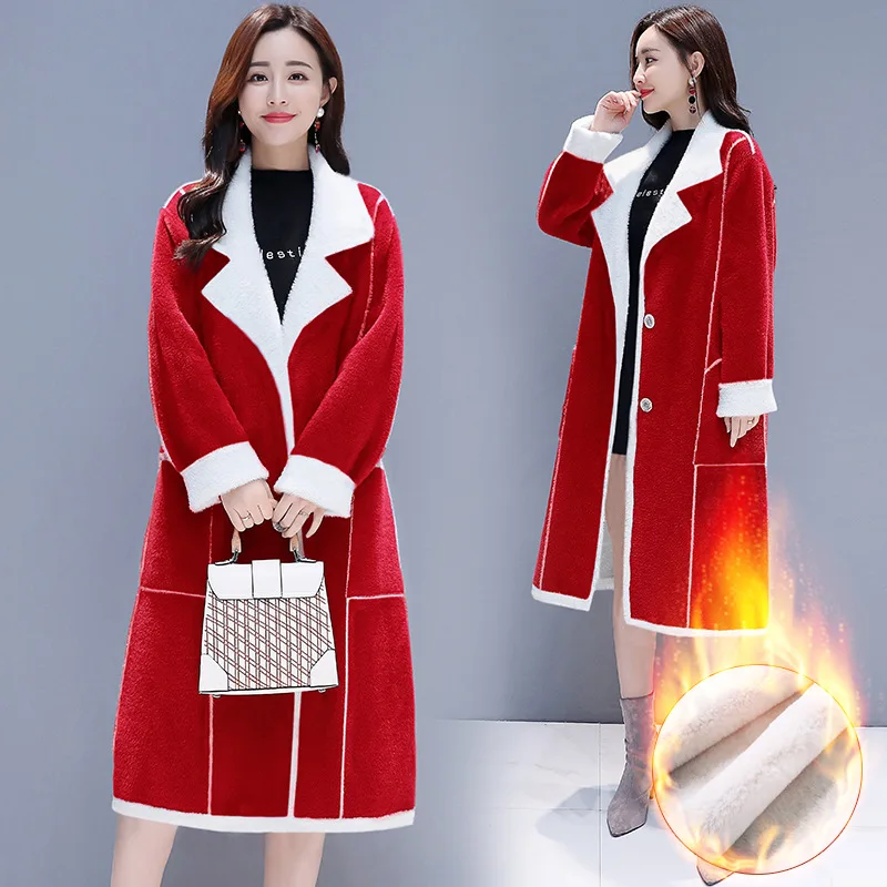 

2019 Winter New Style Korean-style Suede Popular Thick Loose-Fit over-the-Knee Fur Fashion INS Coat Women's