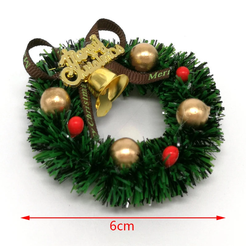 Miniature Christmas Wreath Mini Hanging Xmas Wreath Dollhouse Christmas Tree Garland Wall Grass Strip Decoration Accessories