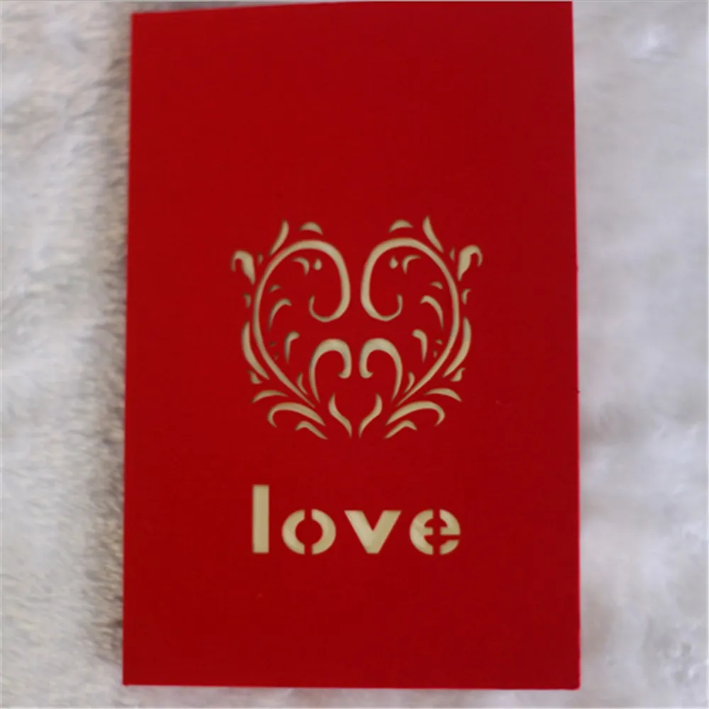 День Святого Валентина 3D открытка ручной работы бумажная резка складные подарочные открытки подарок на День святого Валентина для украшения свадьбы