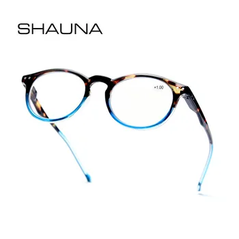 

SHAUNA Anti-Blue Light Spring Hinge Rivets Retro Leopard Double Colors Frame Reading Presbyopic Glasses Optical Frames