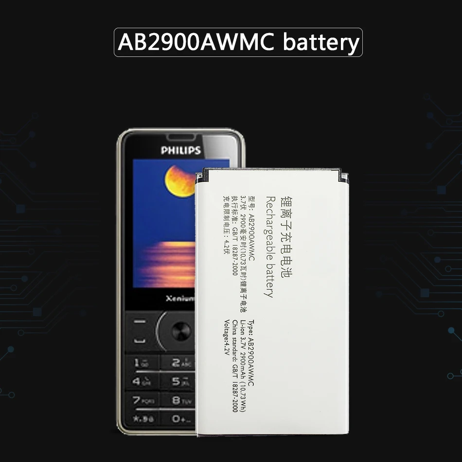 AB2900AWMC 2900 мАч Высококачественный аккумулятор для PHILIPs Xenium X5500 X1560 CTX5500 CTX1560 Martphone |