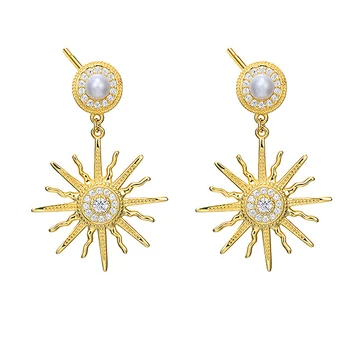 

Silver Earring ,925 Sterling Silver Beizhu Gold Sun Flower Earrings For Women Gift Party Light Luxury Jewelry