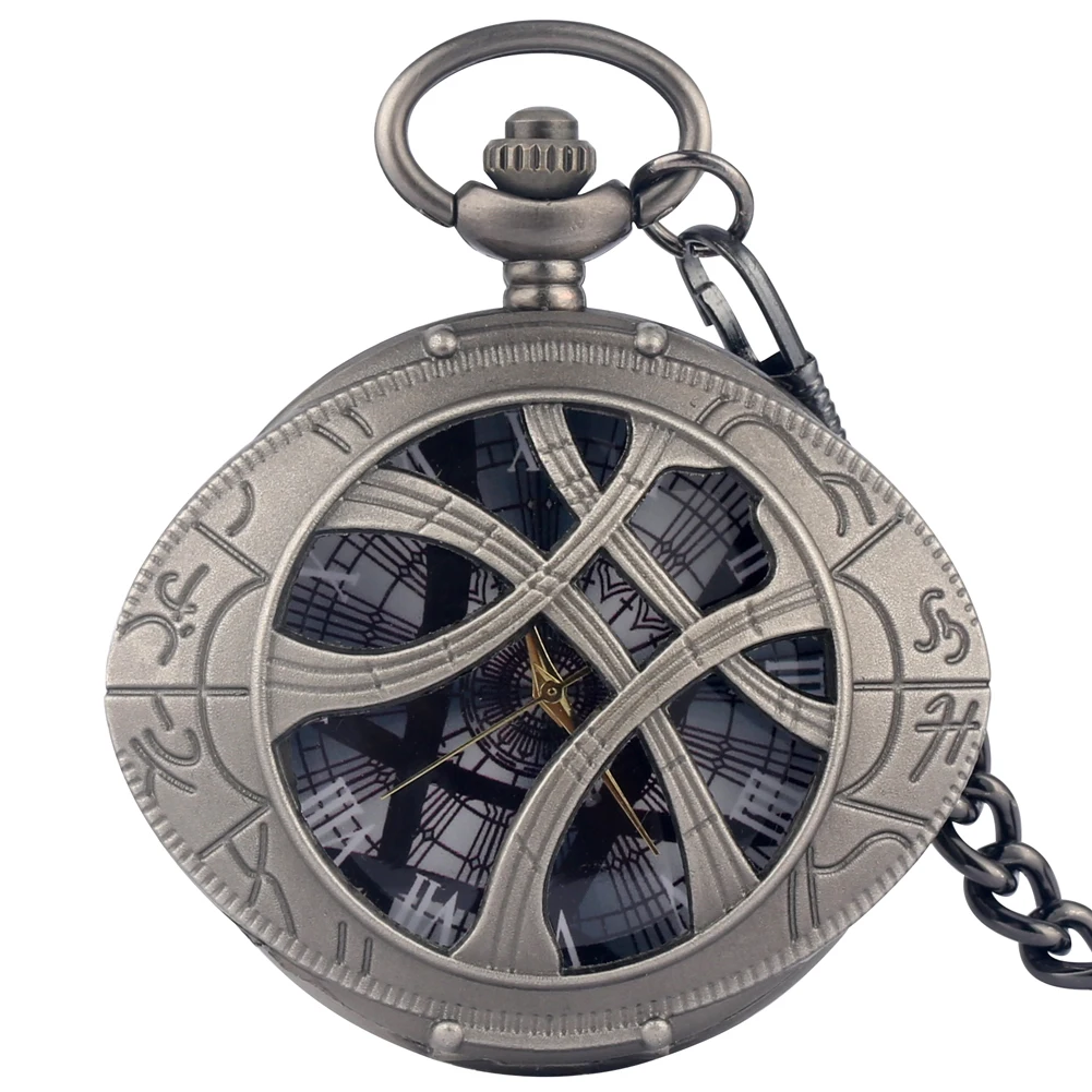 Винтажные кварцевые карманные часы с подвеской в виде глаза доктора Стрэнджа в стиле стимпанк, часы с цепочкой и ожерельем, подарки для мужчин и женщин - Цвет: rough chain 1