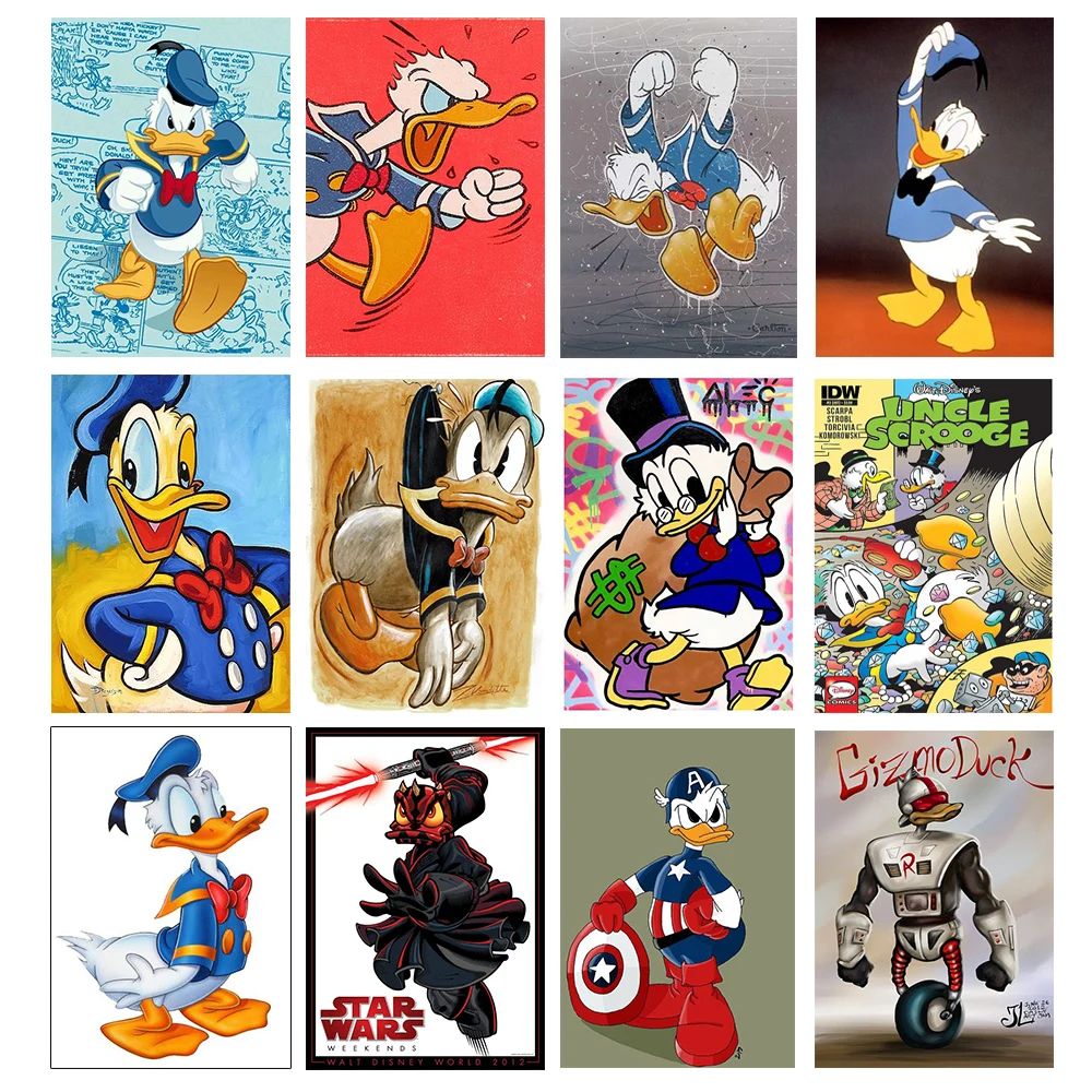 Disney Cartoon Donald Duck Retro Poster Fai Da Te 5D Pittura Diamante Punto Croce Ricamo Completo Aneto Mosaico Decorazione Della Parete Regalo