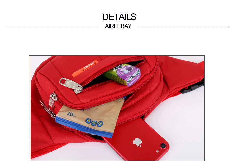 AIREEBAY Женская поясная сумка Повседневная функциональная модная мужская водонепроницаемая поясная сумка Женская поясная сумка мужской кошелек для телефона сумка сумки