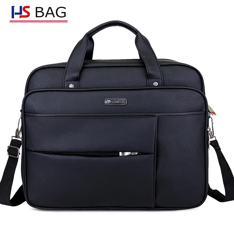 

New Style PU Leather MEN'S Briefcase Korean-style Large-Volume MEN'S Business Bag Cross Border for Men Single-shoulder Laptop Ba