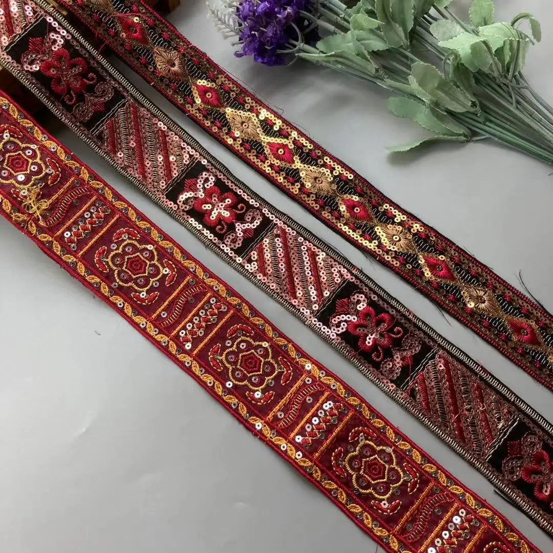 RED MAROON SEQUIN RIBBON TRIM 