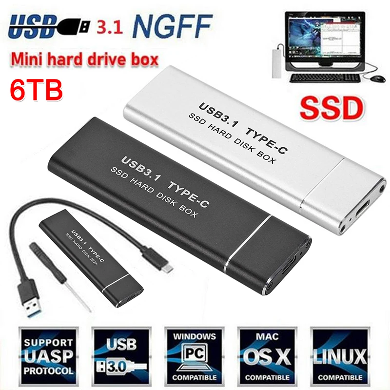 hinanden Tænke fattige Usb 3.1 Type-c To M.2 Ngff Ssd Mobile Hard Drive 6gbps External Enclosure  Case - Pc Hardware Cables & Adapters - AliExpress