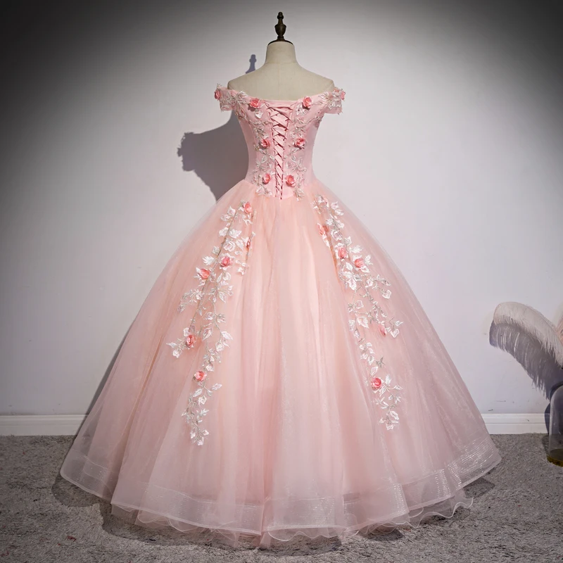 Off The Shoulder Quinceanera Dresses Lace Flower Party Prom Formal Ball Gown Sweet Floral Print Quinceanera Vestidos