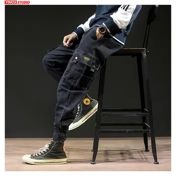 

Dropshipping Mens Japanese Pocket Loose Solid Overalls Pants Male Baggy Cargo Harem Pants Autumn Men Streetwear Causal Pants
