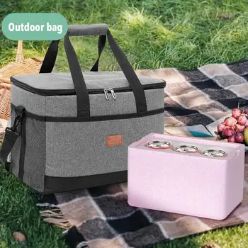 

Outdoor Picnic Bag Waterproof Oxford Cloth Double-layer Sealed Ice Bag 33L Insulation Lunch Bag Camping Kitchen Utensils