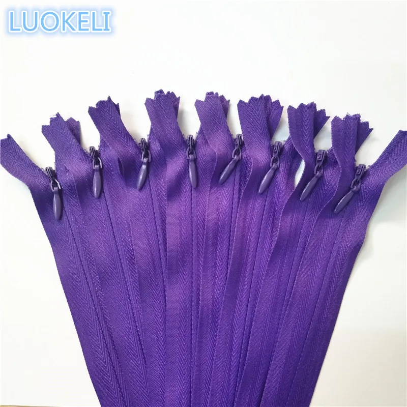 100pcs 3# Concealed zipper 30cm(12 inches) Tailor sewing process Multi-color optional - Цвет: Deep Purple